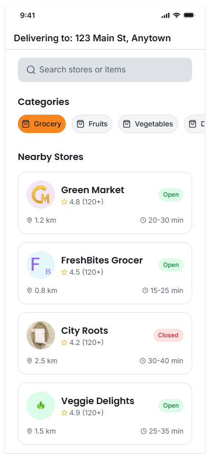 Store List Screenshot